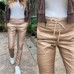 Bevy Flog Shely Camel Vegan Leather Jogger Pants Size 25 NWT New